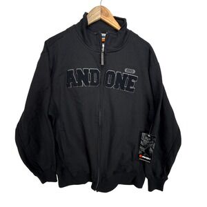 And1 And One Full Zip Jacket Mens Large Black‎ Spellout NWT